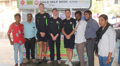 Children bowled over by visit from cricket stars