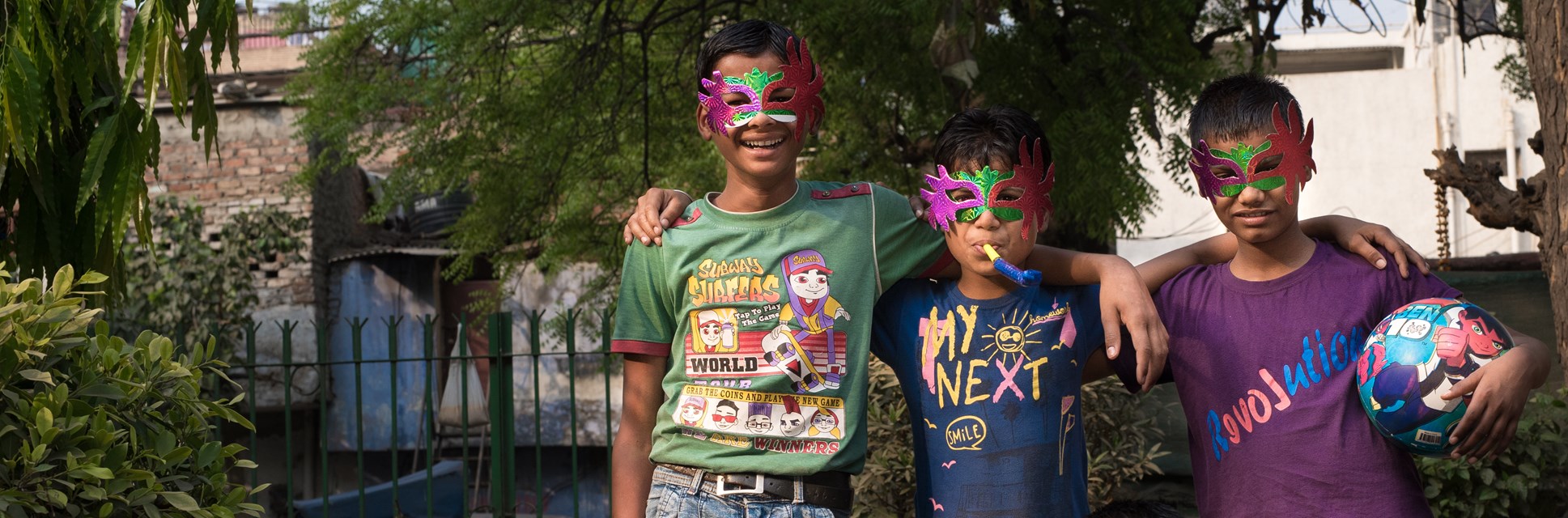 Boys with masks on celebrating RCI