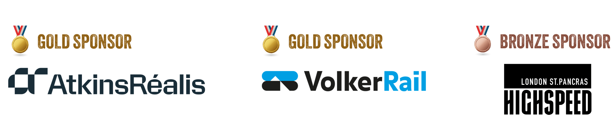 Ride the Route sponsors: AtkinsRealis (gold), VolkerRail (gold) and High Speed London St Pancras (bronze).