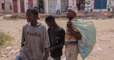 Three boys on the streets in Tanzania
