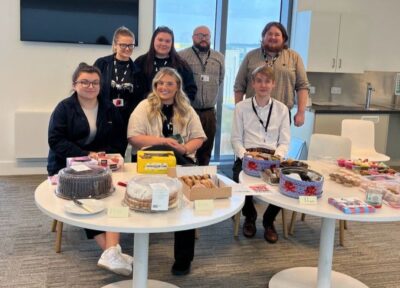 The Network Rail team hosting a bake sale.