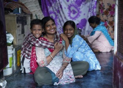 Indian family with children smiling