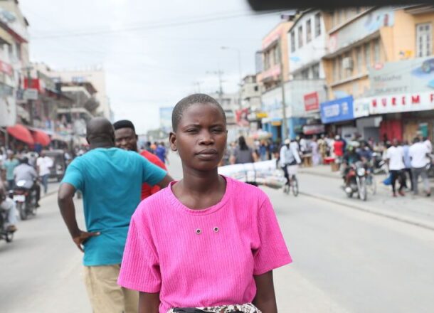 Young african girl in street