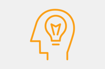 An icon showing the outline of person's head with a lightbulb on the inside.