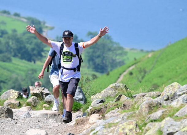 Three Peaks By Rail participants hiking Ben Nevis.
