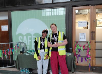 Railway Children community engagement workers raising awareness and supporting young people during Leeds festival at the Safe Hub at Leeds railway station.