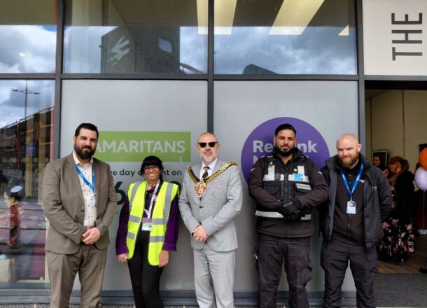 Rail Industry colleagues with the mayor outside of The Hub in the West Midlands.