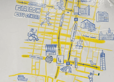 A map showing Glagsow City Centre.