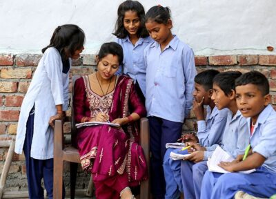 school children with teacher in India